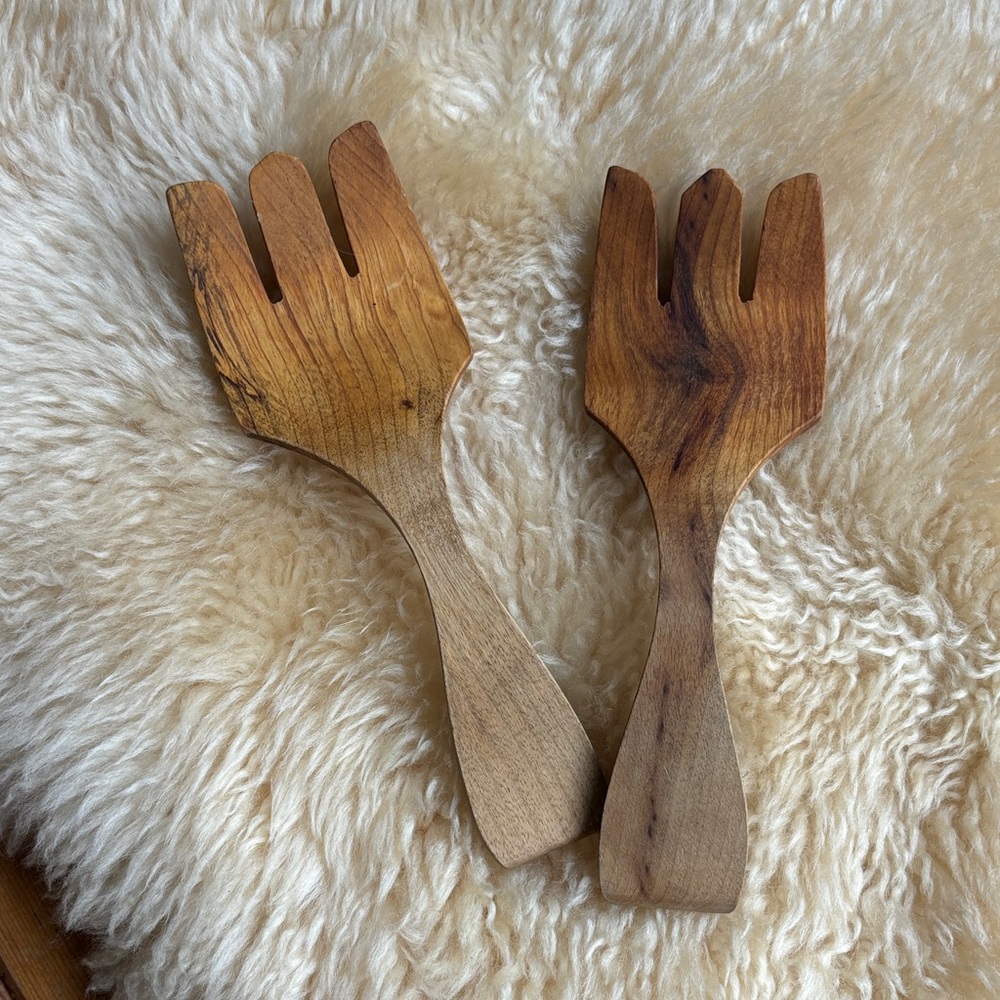 Vintage Wooden Salad Servers